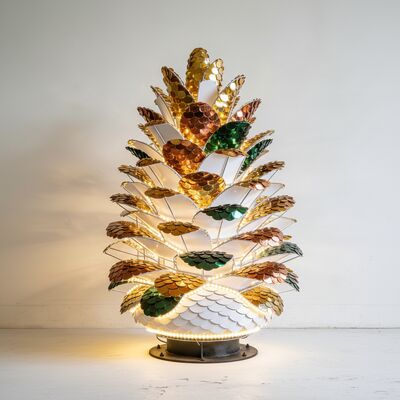 3.94ft LED Tree Lights with Warm White Light and PVC Glitter Sequins for Holiday and Home Decor