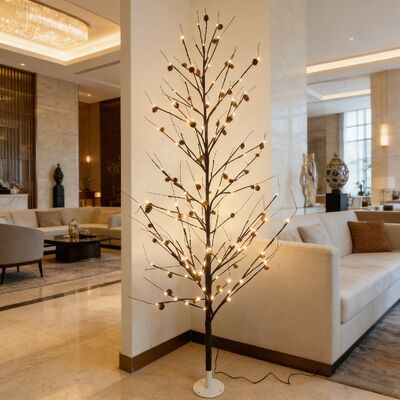 1.8m pinecone tree light, led warm white + pinecones, 12v 9w, for luxury hotel/home/commercial, eco-friendly, moq 500 pcs