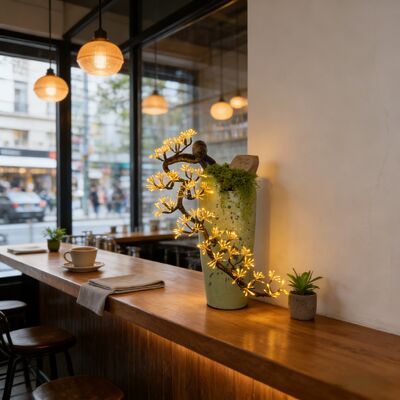 art tree ambient decorative light - premium potted ornament & perfect gift, 5v 1a low voltage, 3m extension cord, eco-friendly energy-saving warm eye-care lighting, suitable for home/office/commercial