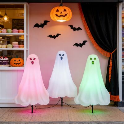 Halloween Ghost Ground Light | 50cm(H) | 25cm Plug Rod | Glowing Eyes & Color-changing Lights | Eco-friendly & Waterproof | Home & Commercial | MOQ 500pcs